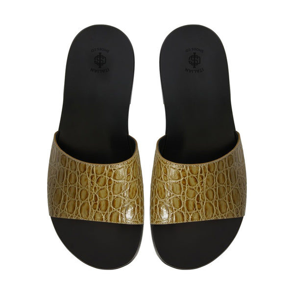 Pure Leather Croco Textured Sandal