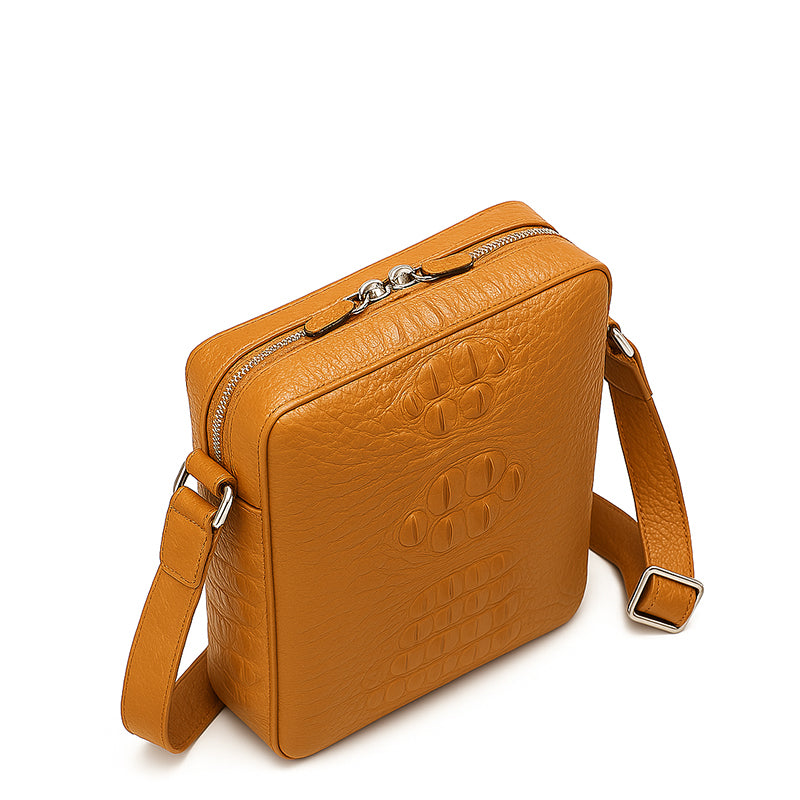 Men s Italian Crocodile Leather Brown Side Bag