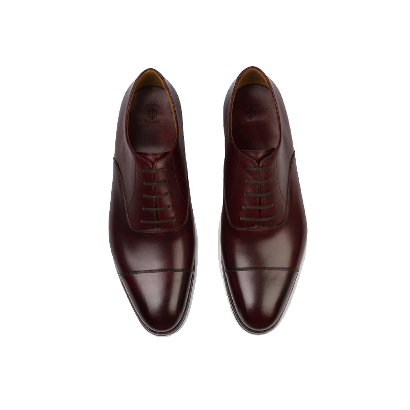 Plain Classic Captoe Leather Oxford Shoe Burgundy