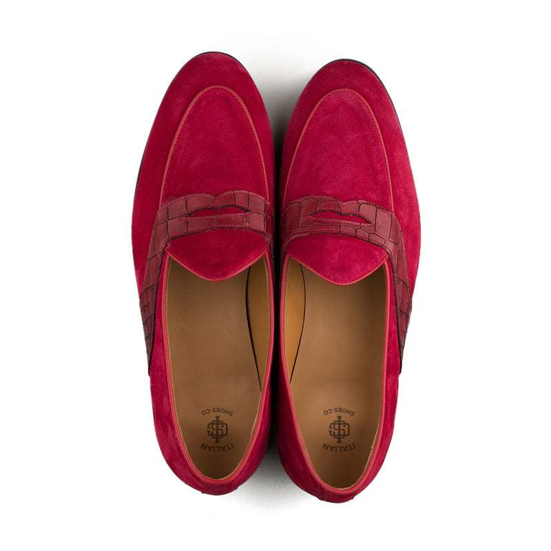 Belgian Penny Loafer Red Shoe For Men