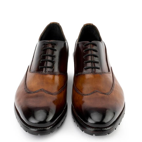 Classic Patina Glossed Leather Oxfords Shoe Tan