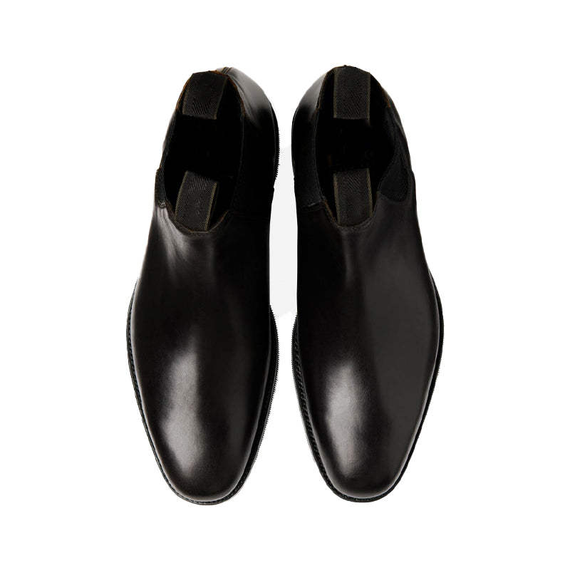 Luxury Mid-Top Pure Solid Leather Black Chelsea Boot