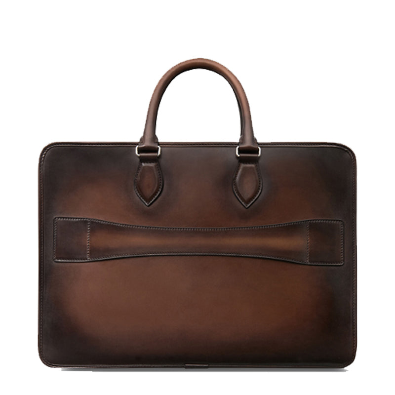 Grained Leather Black Satchel Bag