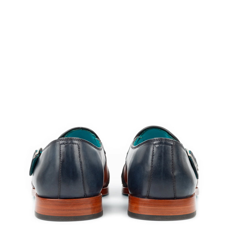 Men Green Black Textured Leather Peshawari Comfort Sandals