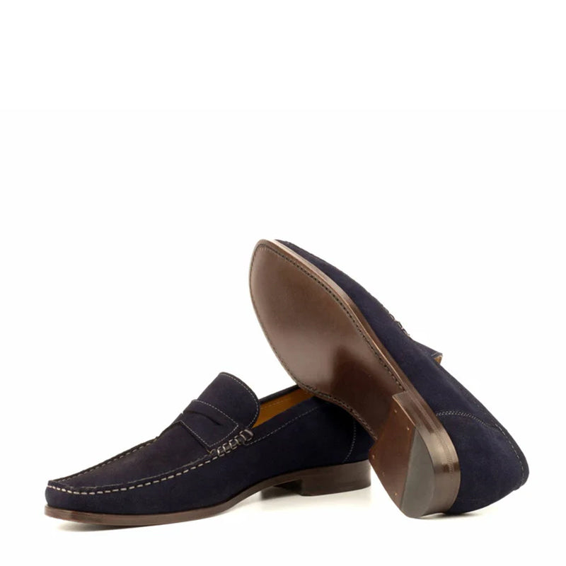 Suede Leather Blue Penny Moccasin Loafer