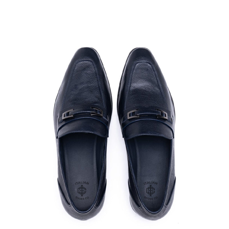 Men Solid Slip On Trim Leather Loafer Black