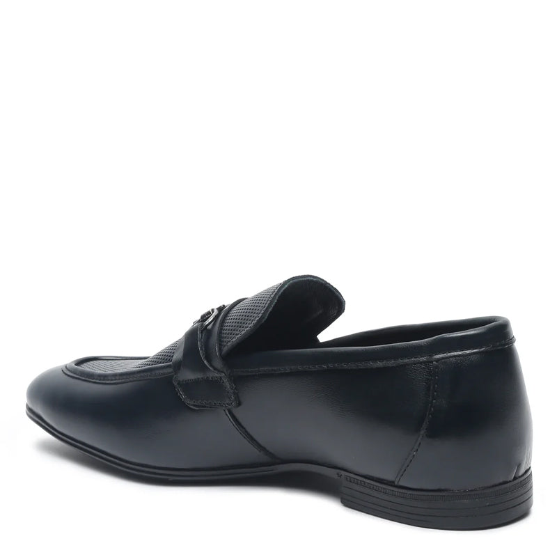 Black Leather Slip On Loafer for Men
