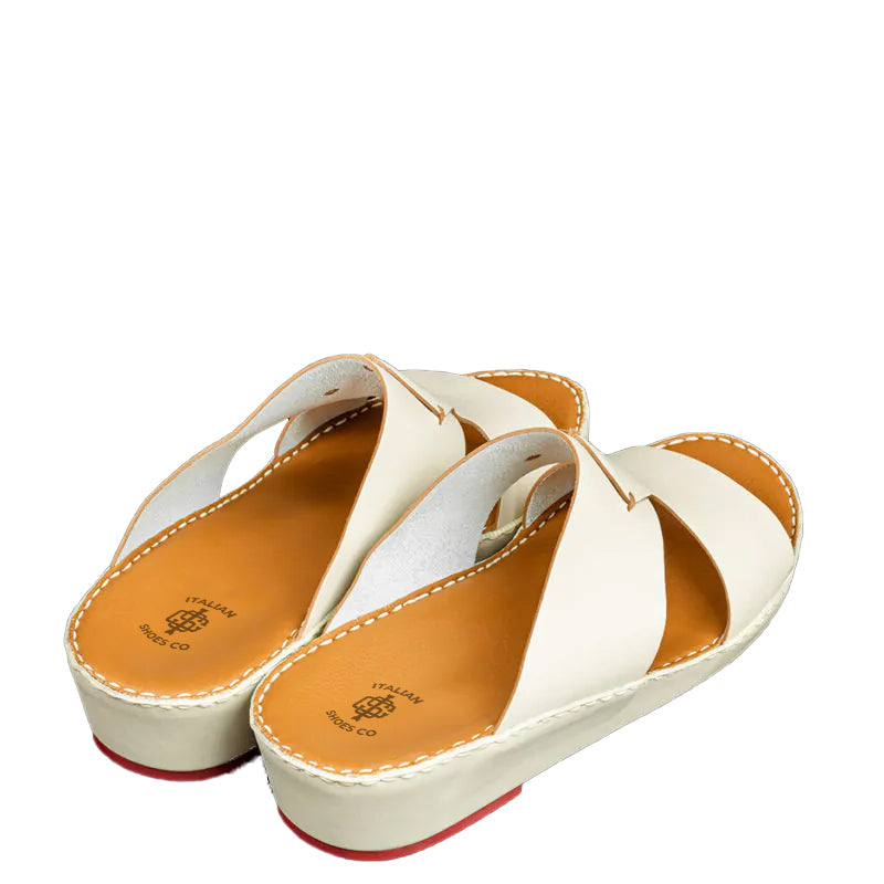 Accented Slip On Comfort Arabic White Sandal