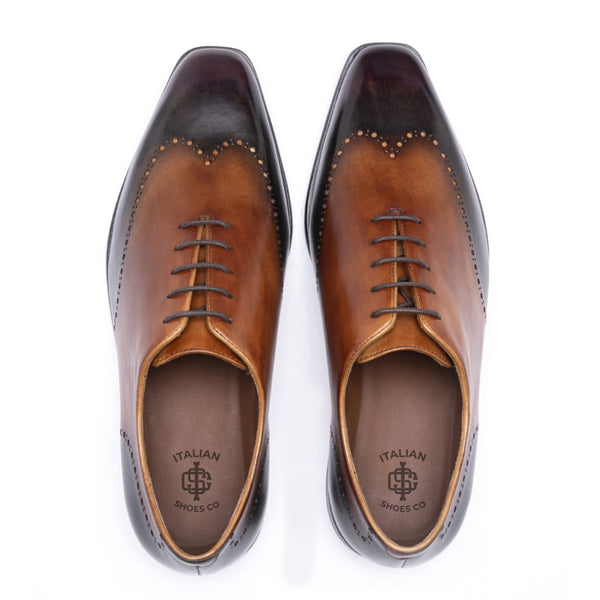 Patina Wholecut Wingtip Leather Oxford Tan Shoe