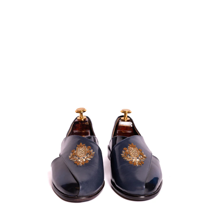 Classic Shiny Leather Comfort Peshawari Blue Sandal