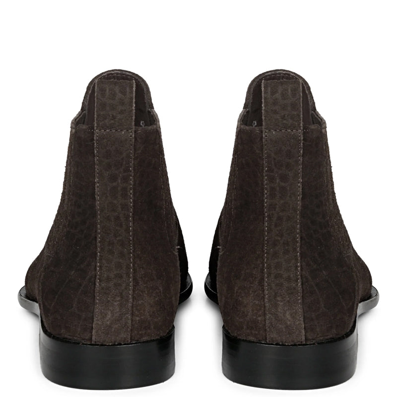 Croco Print Suede Leather Chelsea Boots