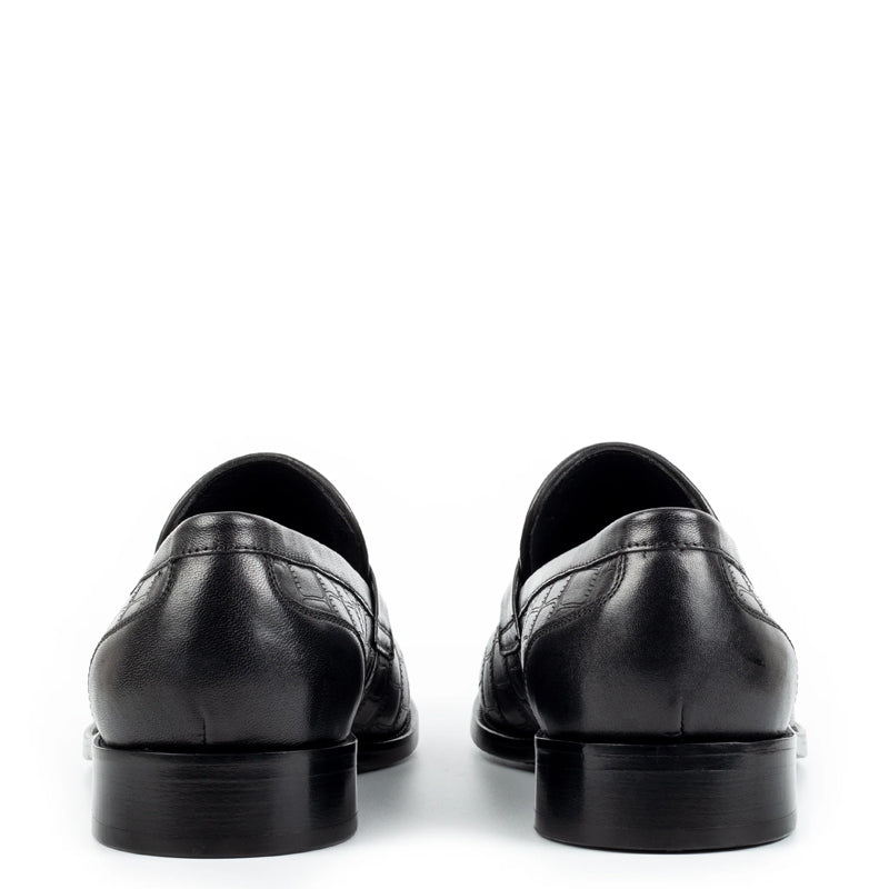 Handmade Pure Solid Leather Penny Black Loafer