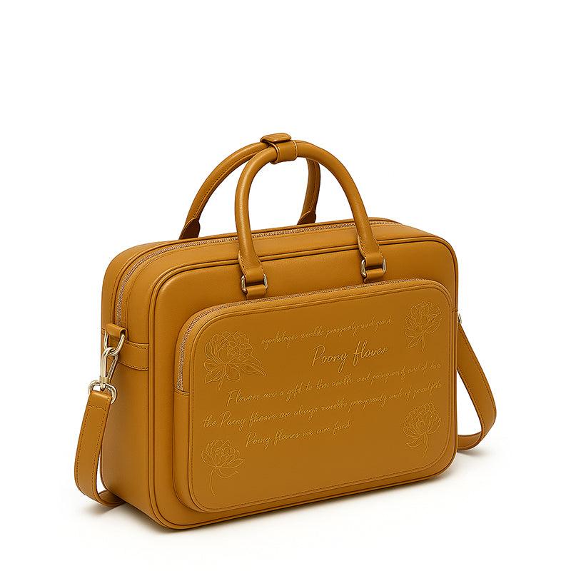 Italian Blue Men's Printed Leather Laptop Bag