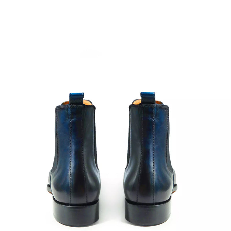 Patina Classic Mid Top Leather Chelsea Boot Dark Blue