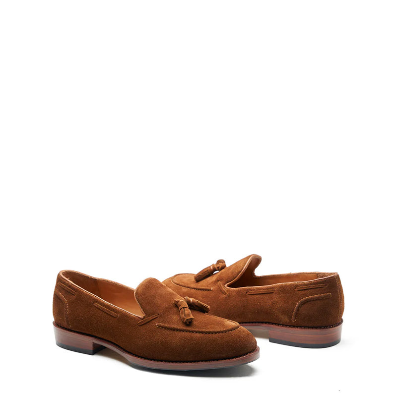 Men Suede Leather Slip-On Tassel Brown Loafer