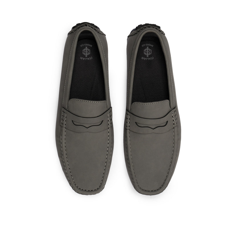 Heritage Style Suede Moc Toe Penny Loafer Black