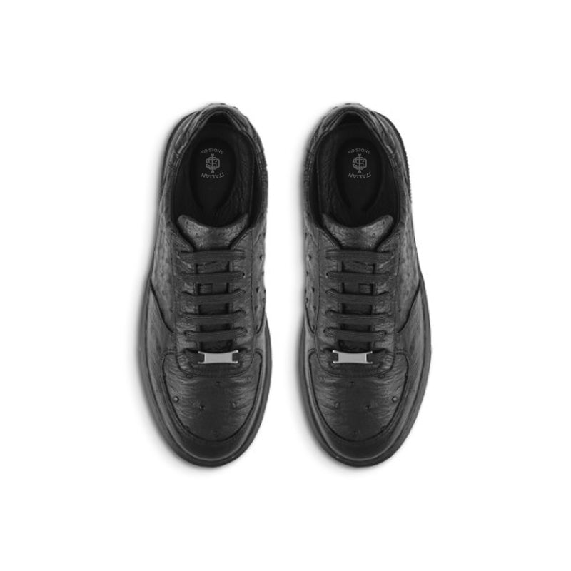 Premium Exotic Leather Black Sneaker