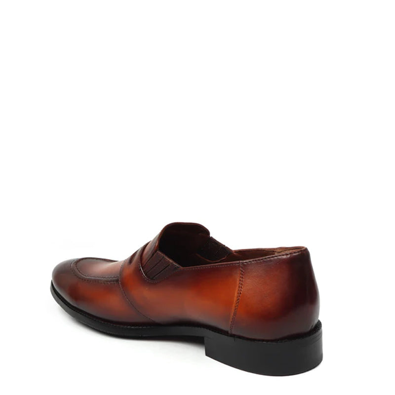 Blue Leather Penny Loafer For Men