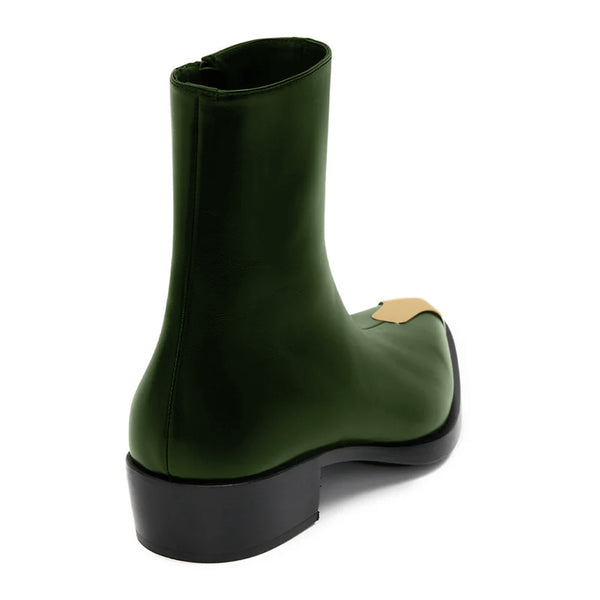Punk Leather Boots Golden Toe
