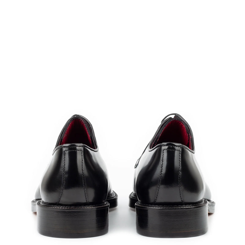 Handpainted Crust Leather Split Toe Derby Shoe Black
