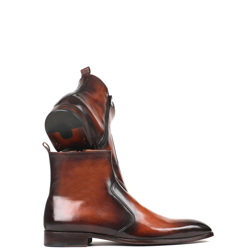 Handmade Leather Side Zipper Boots For Men