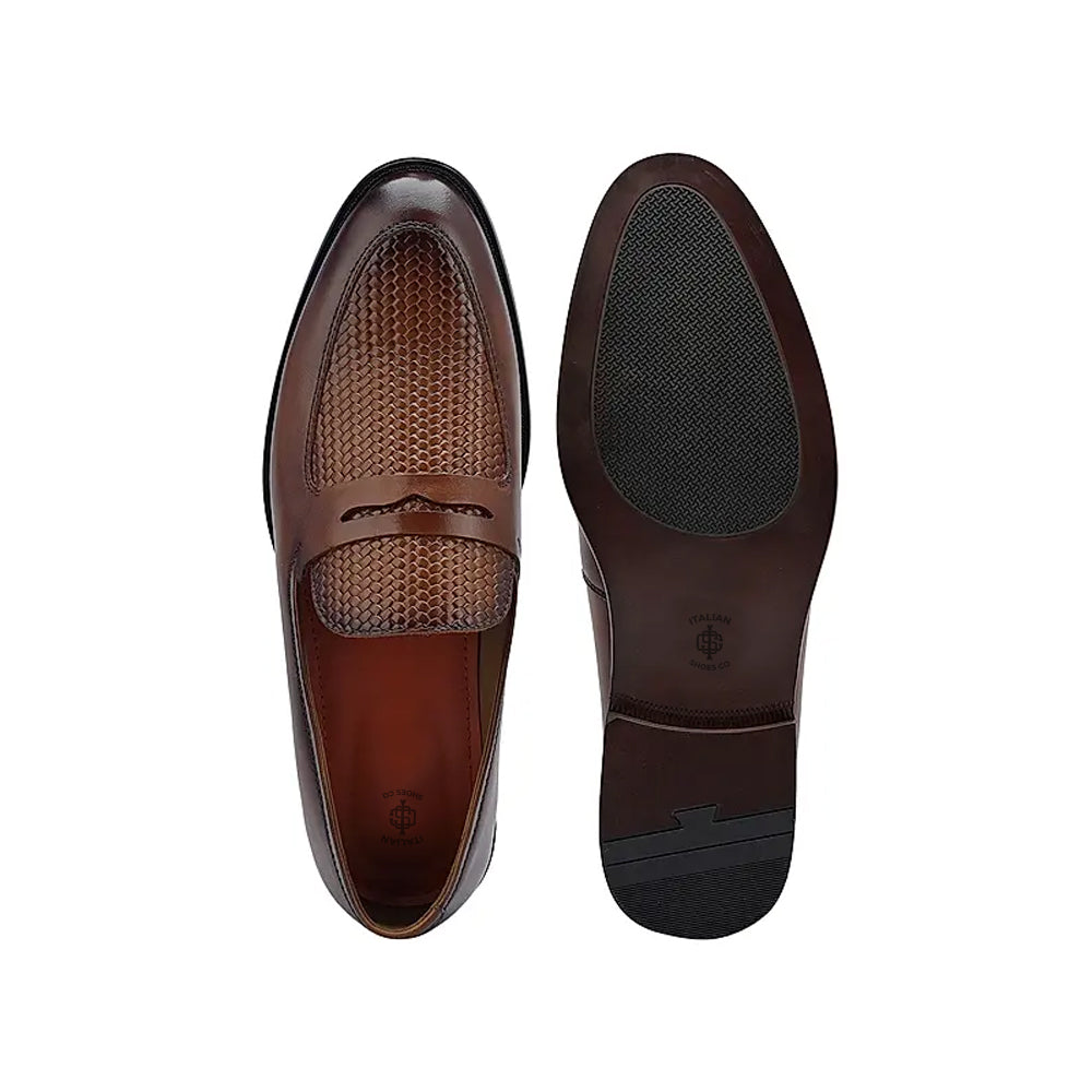 Men Textured Leather Stylish Penny Black Loafer