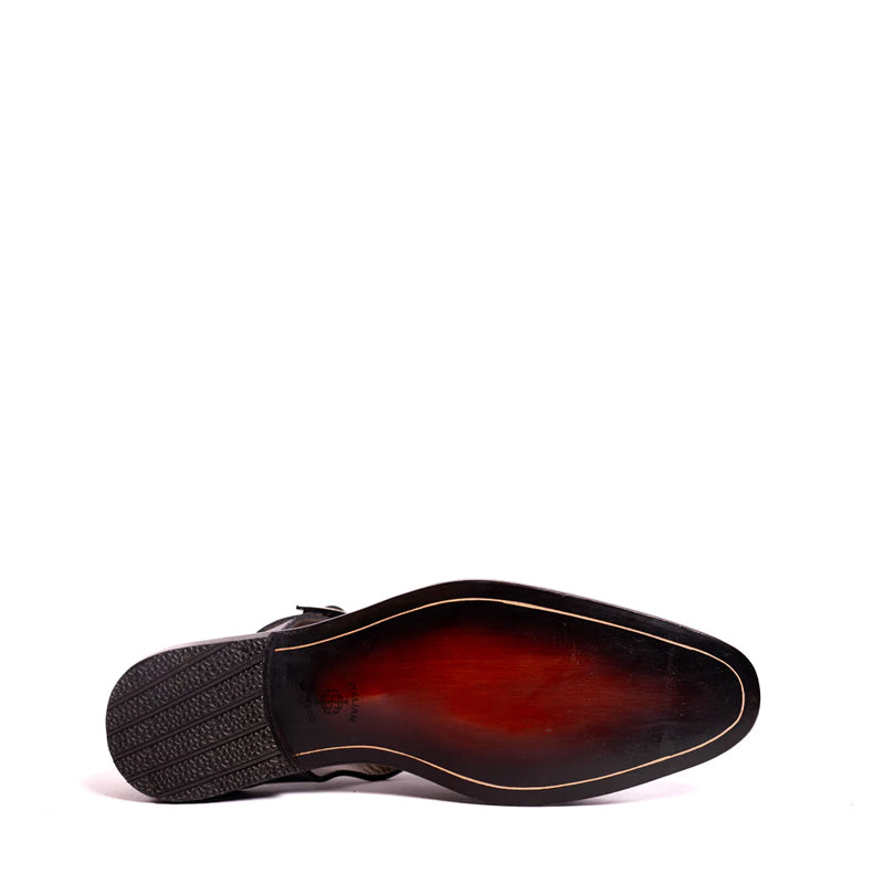 Back Strap Leather Comfort Pathani Black Sandal