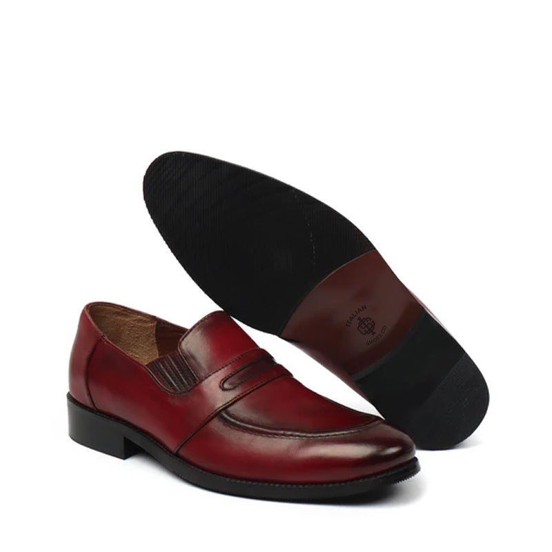 Blue Leather Penny Loafer For Men