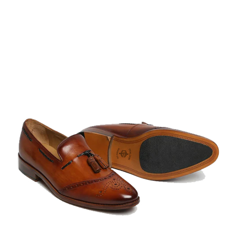 Men Leather Slip On Tassel Loafers