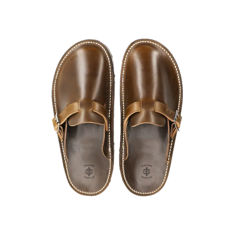 Buckle Clogs Slit Sandal Green