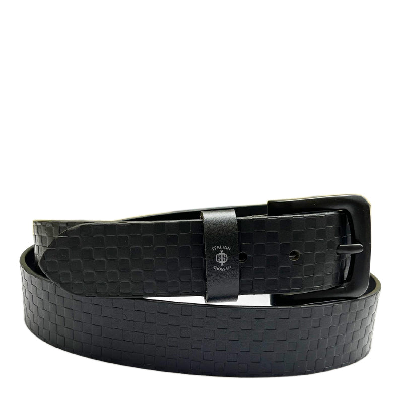 Strutturato Rilievo Black Leather Belt