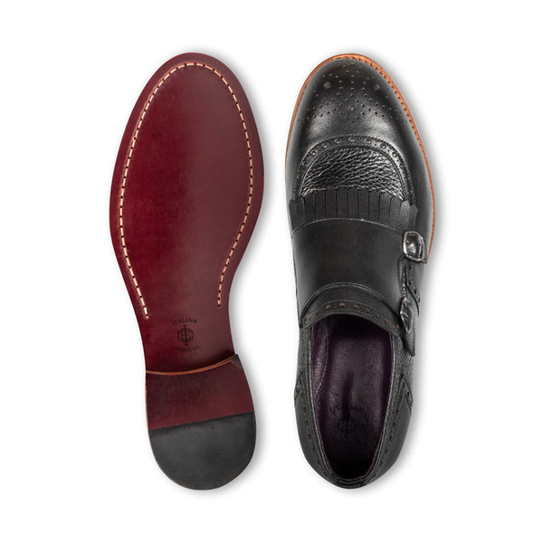 Premium Italian Leather Stylish Double Monk Shoe Tan