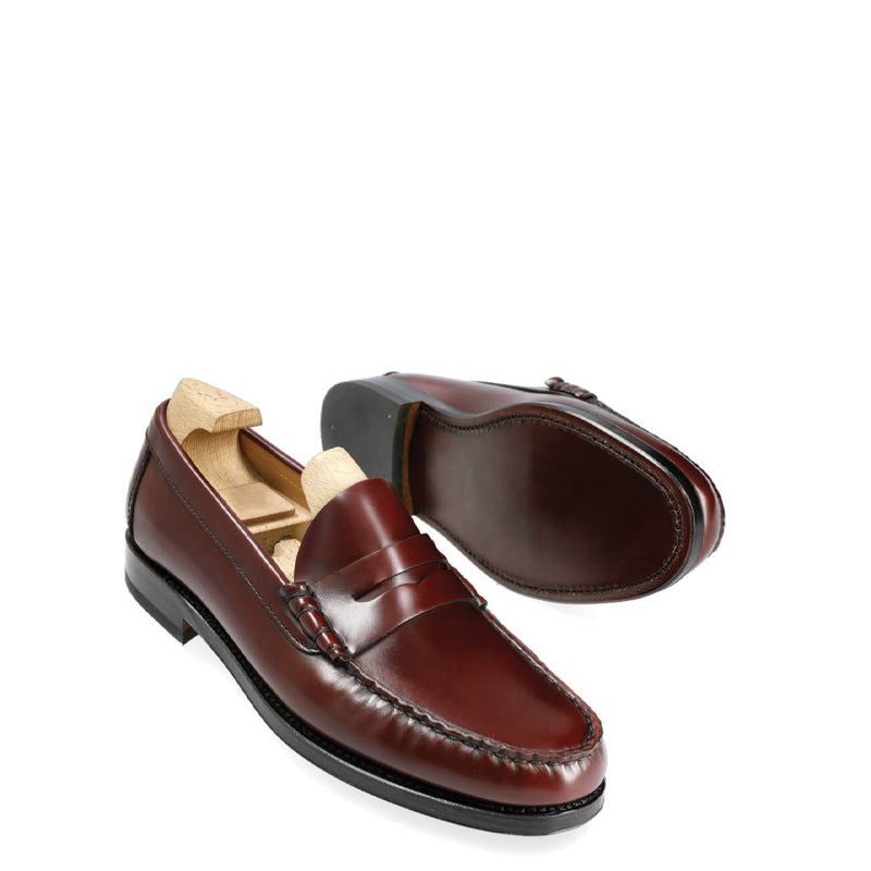 Penny Handmade Polished Leather Burgundy Loafer