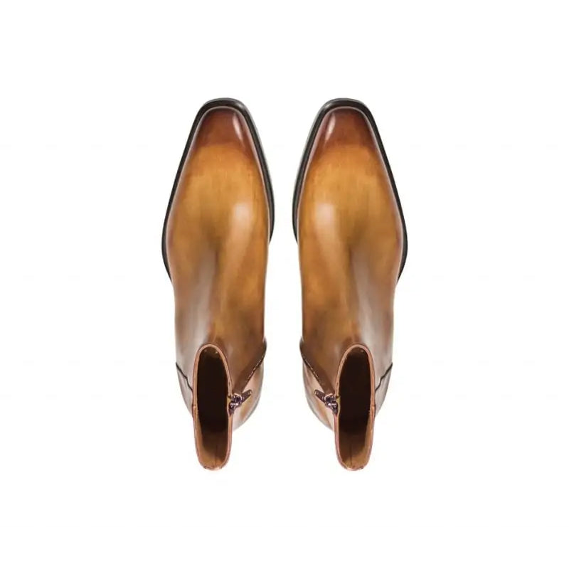 Midnight Classic Shiny Leather Side-Zipper Brown Boot