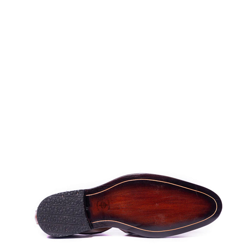 Premium Back Strap Shiny Leather Brown Comfort Sandal