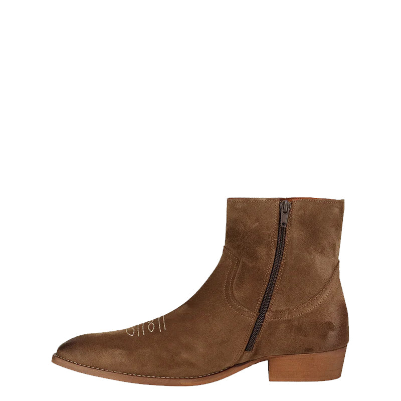 Men Suede Leather Side Zipper Boots