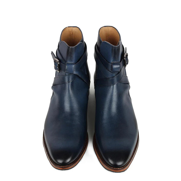 Leather Jodhpuri Chukka Boots With Buckle