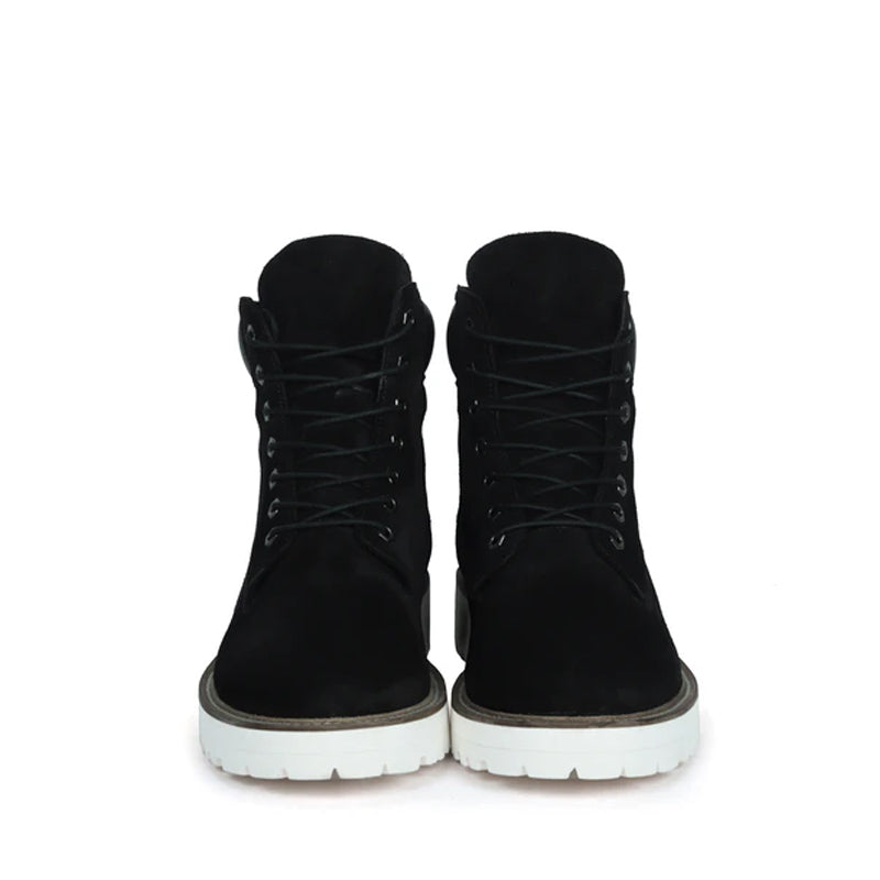 Suede Leather Lace Up Biker Beige Boot