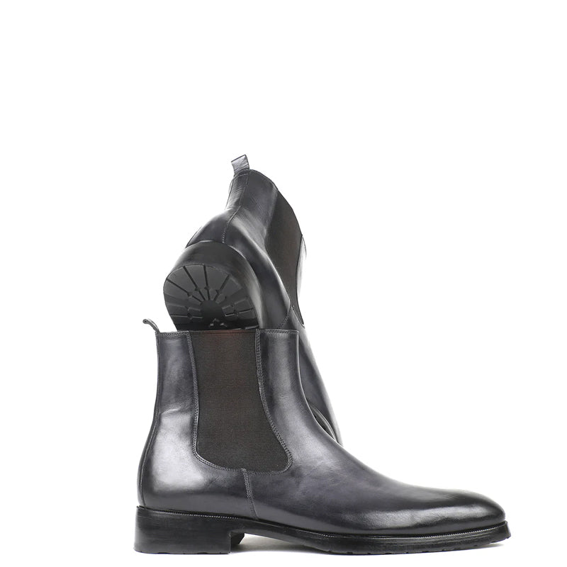 HandPainted Solid Leather Chelsea Boot Black and Grey