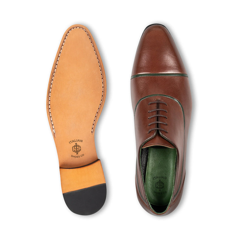 Classic Design Plain Leather Formal Oxford Shoe Green