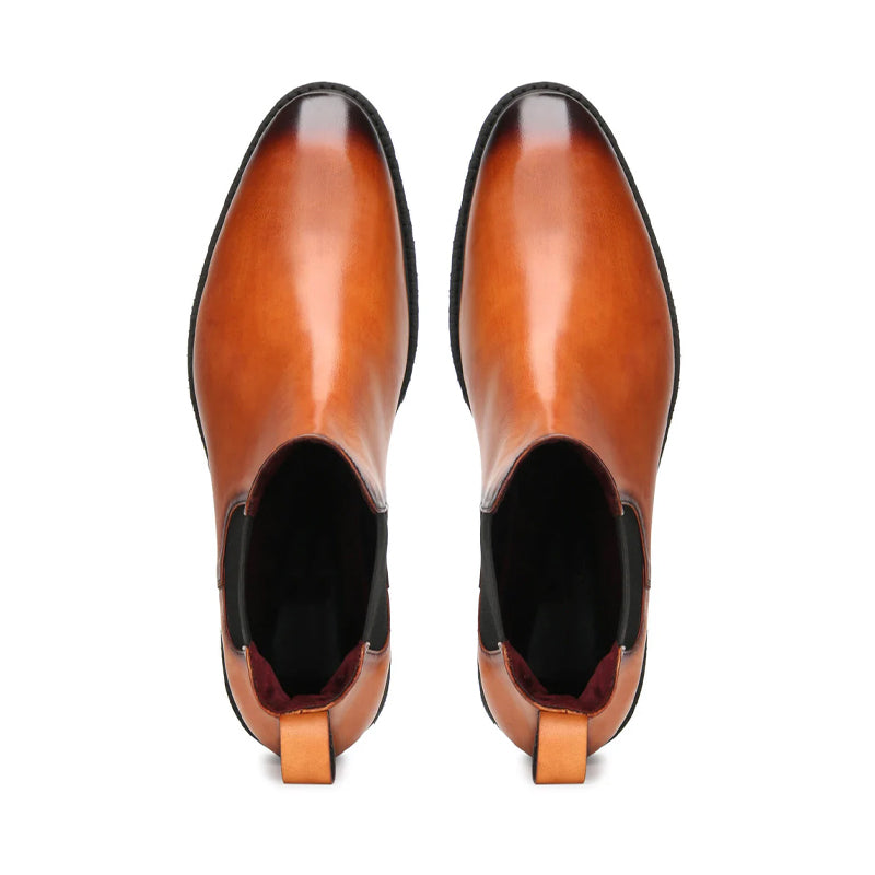 Luxury Mid-Top Leather Chelsea Boot Tan