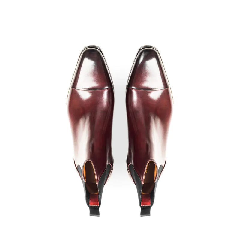 Polished Shiny Leather Cap-Toe Chelsea Boots