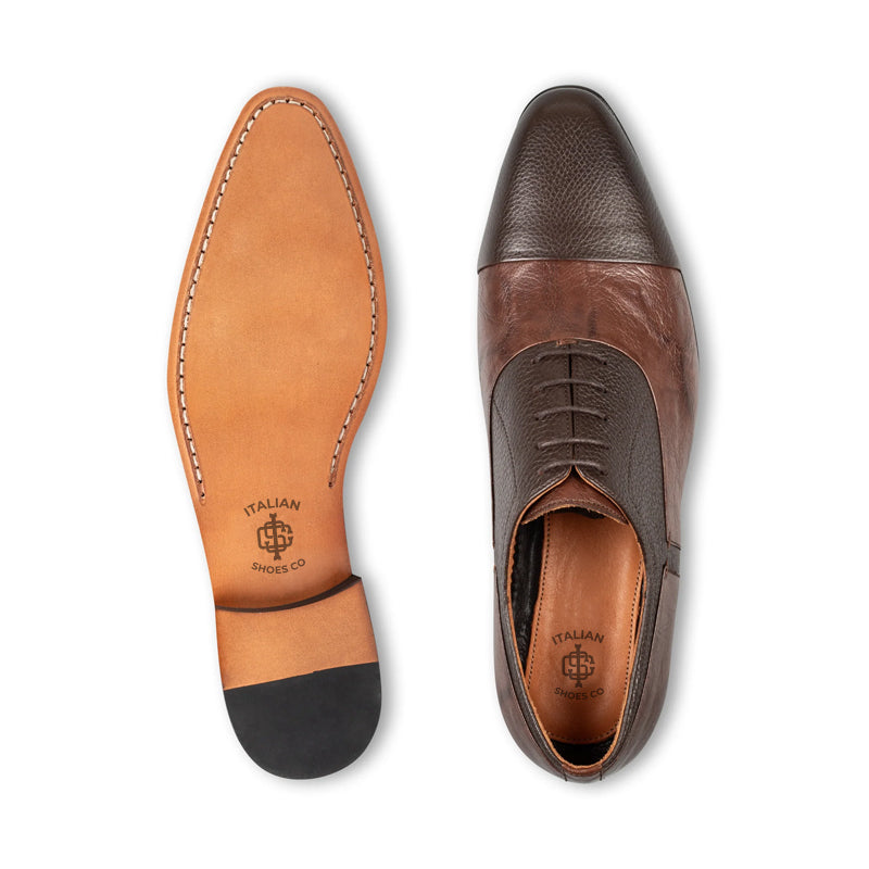 Pure Handmade Leather Textured Oxford Shoe Blue