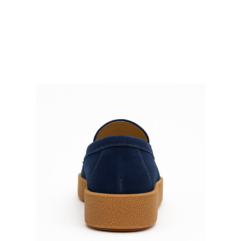 Men Suede Round Toe Loafer Blue