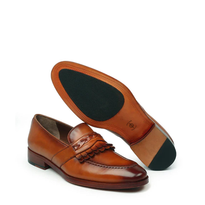 Patent Leather Slip-On Burgundly Loafer With Dual Fringes