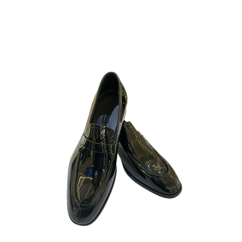 Luxury Black Leather Penny Loafer with Glossy Finish