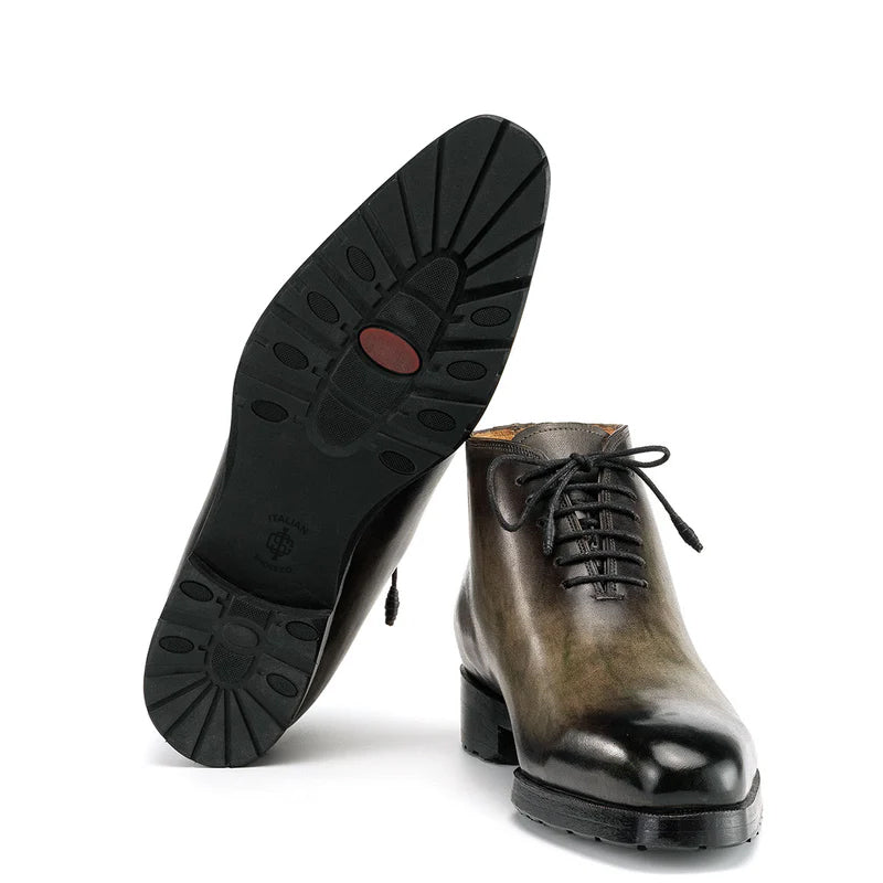 Patina Hand Painted Leather Lace Up Ankle Boots