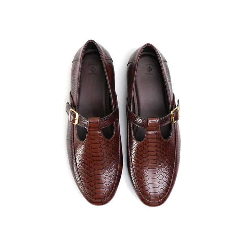 Men Slip ON Open Side Textured Leather Loafer