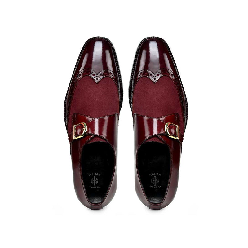 Suede Shiny Leather Monksrtaps Shoe