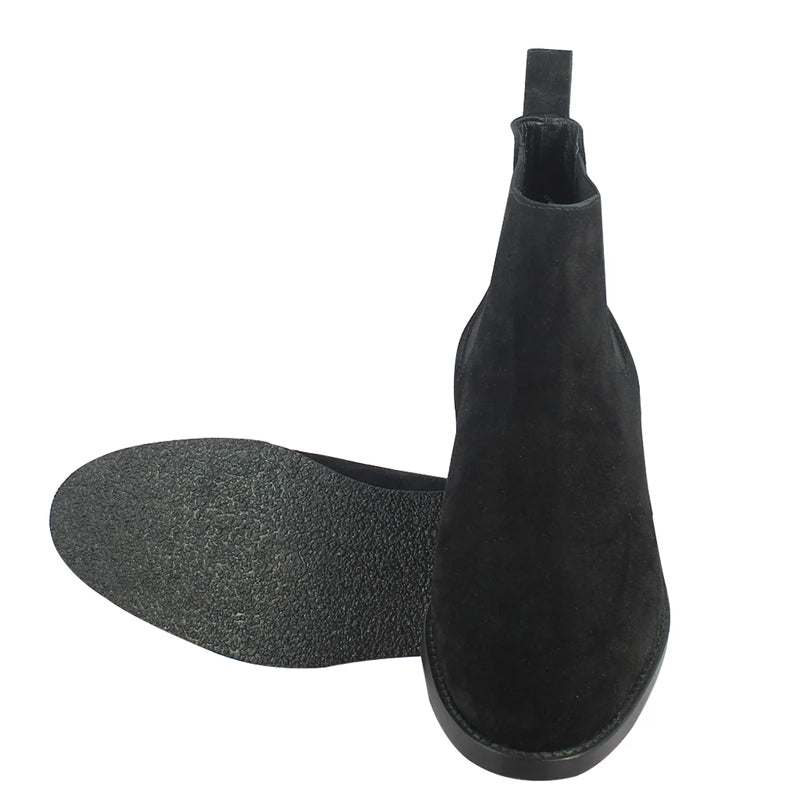 Men Solid Suede Leather Chelsea Boot Olive Green